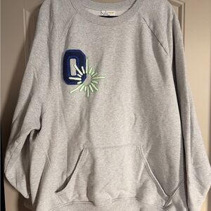 Aerie Gray Sweatshirt with Blue and Green Patch XXL